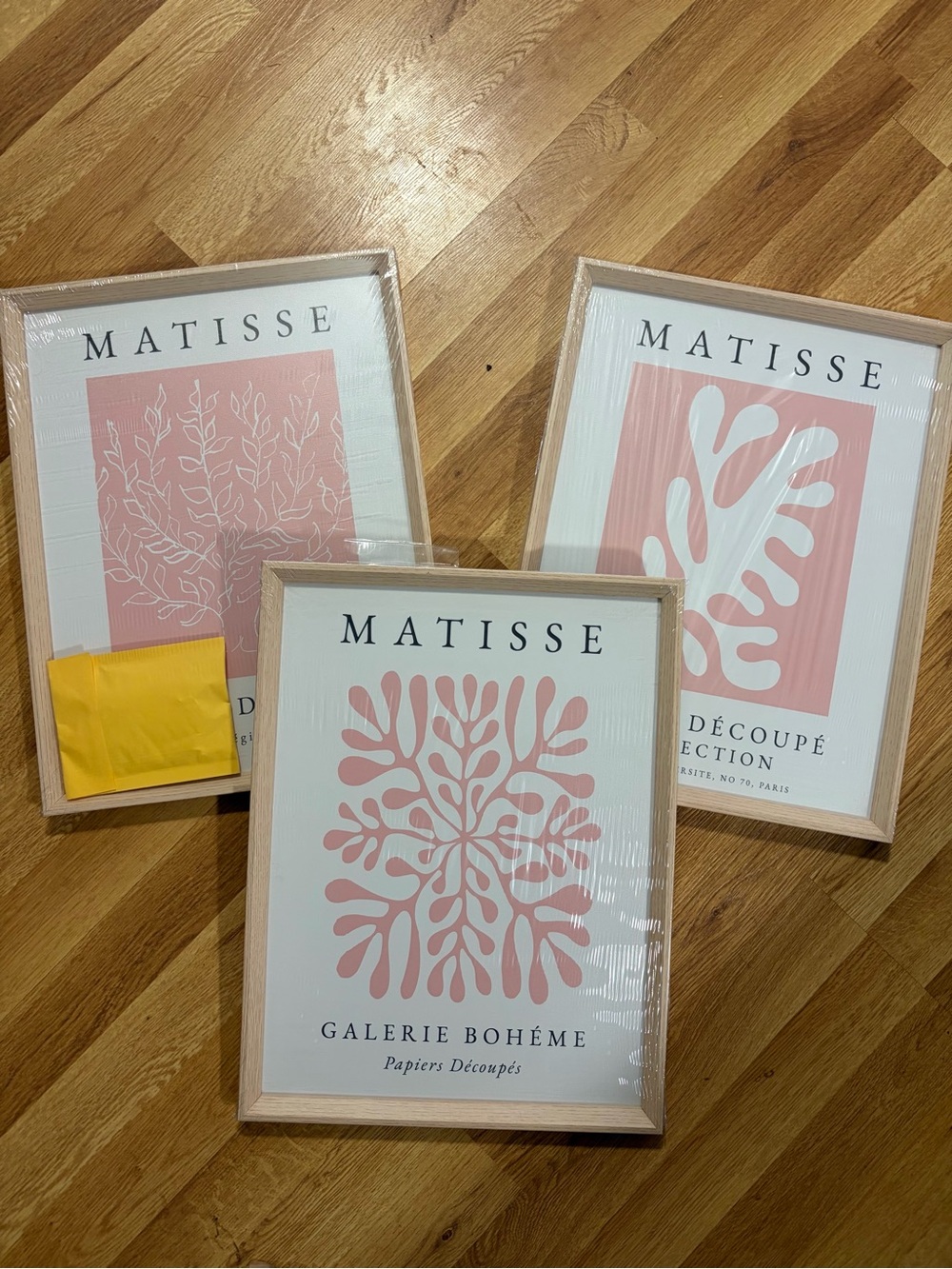 Set of 3 Framed Matisse Wall Prints - Pink Minimalist Wall Art Decor
